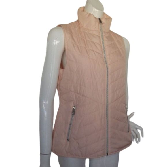 BLACK RIVET Puffer Vest, M, Pink, Zipper, Stand up collar, Pockets, Polyester - Picture 2 of 12